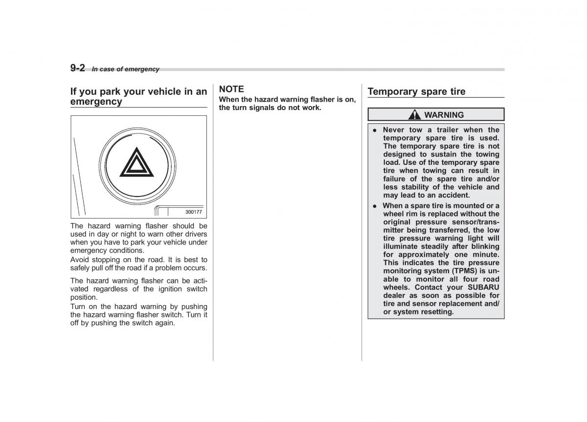 Subaru Outback Legacy III 3 owners manual / page 322