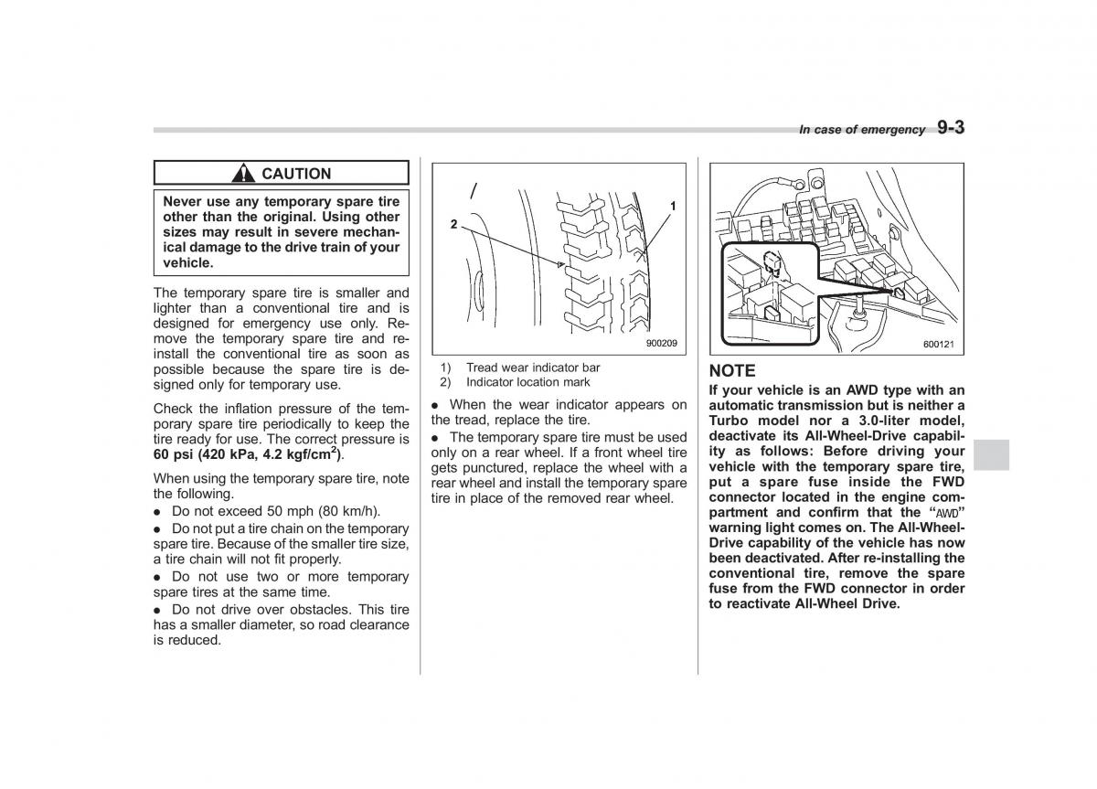 Subaru Outback Legacy III 3 owners manual / page 323