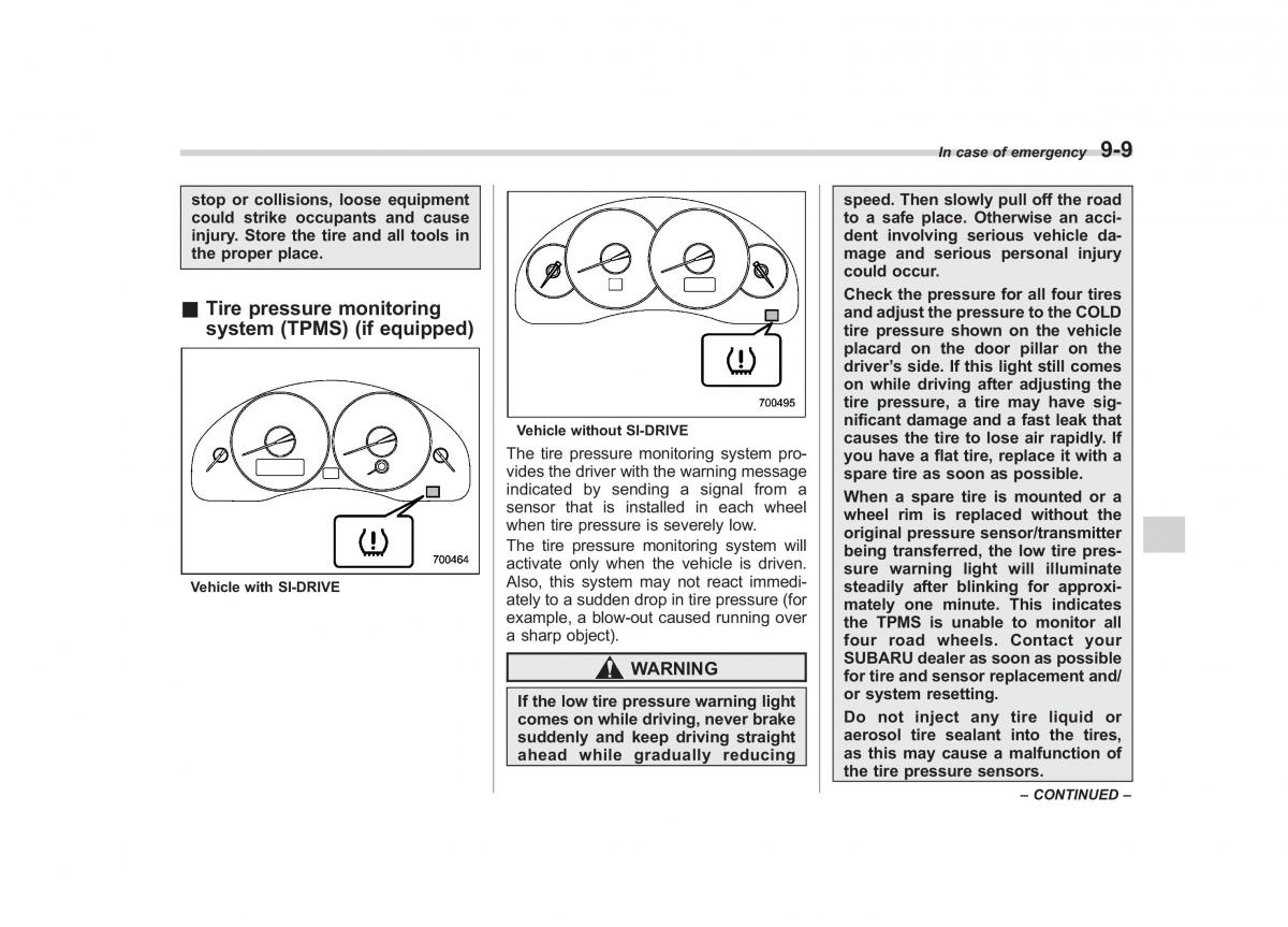 Subaru Outback Legacy III 3 owners manual / page 329