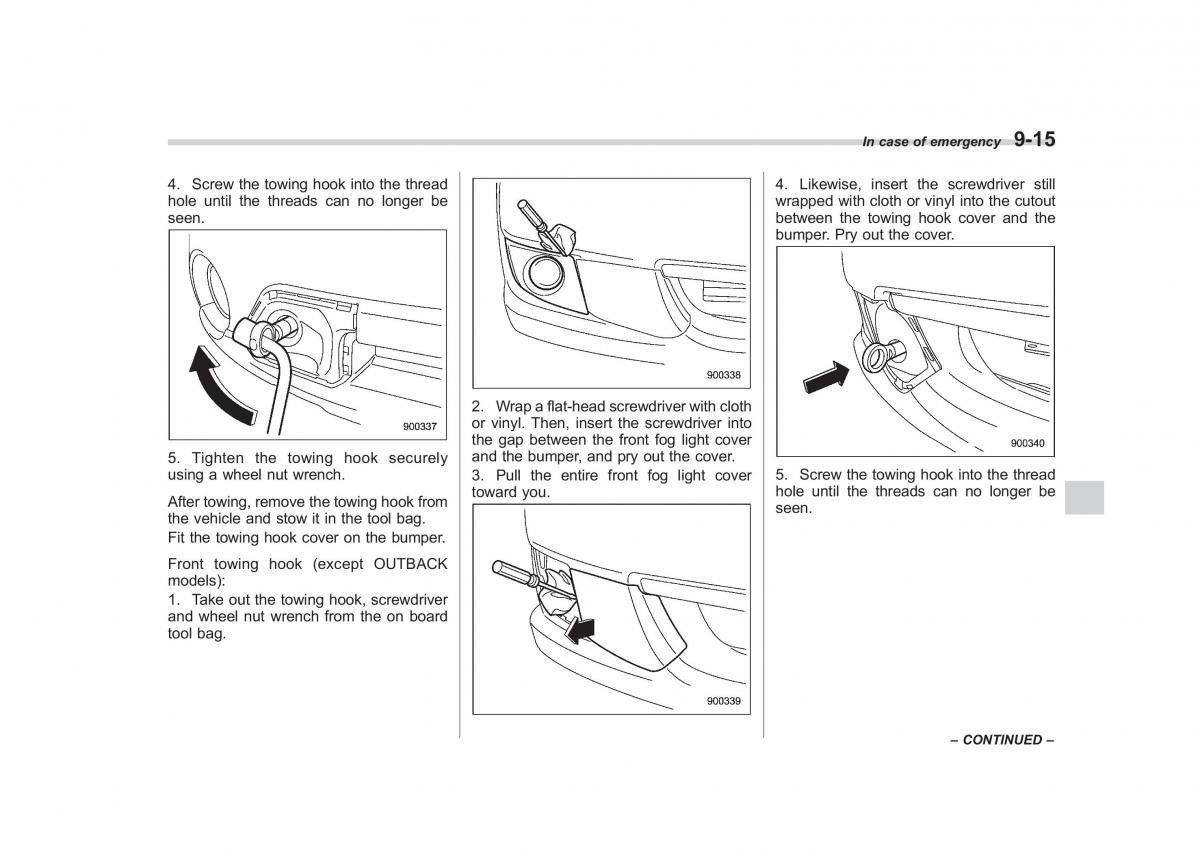 Subaru Outback Legacy III 3 owners manual / page 335