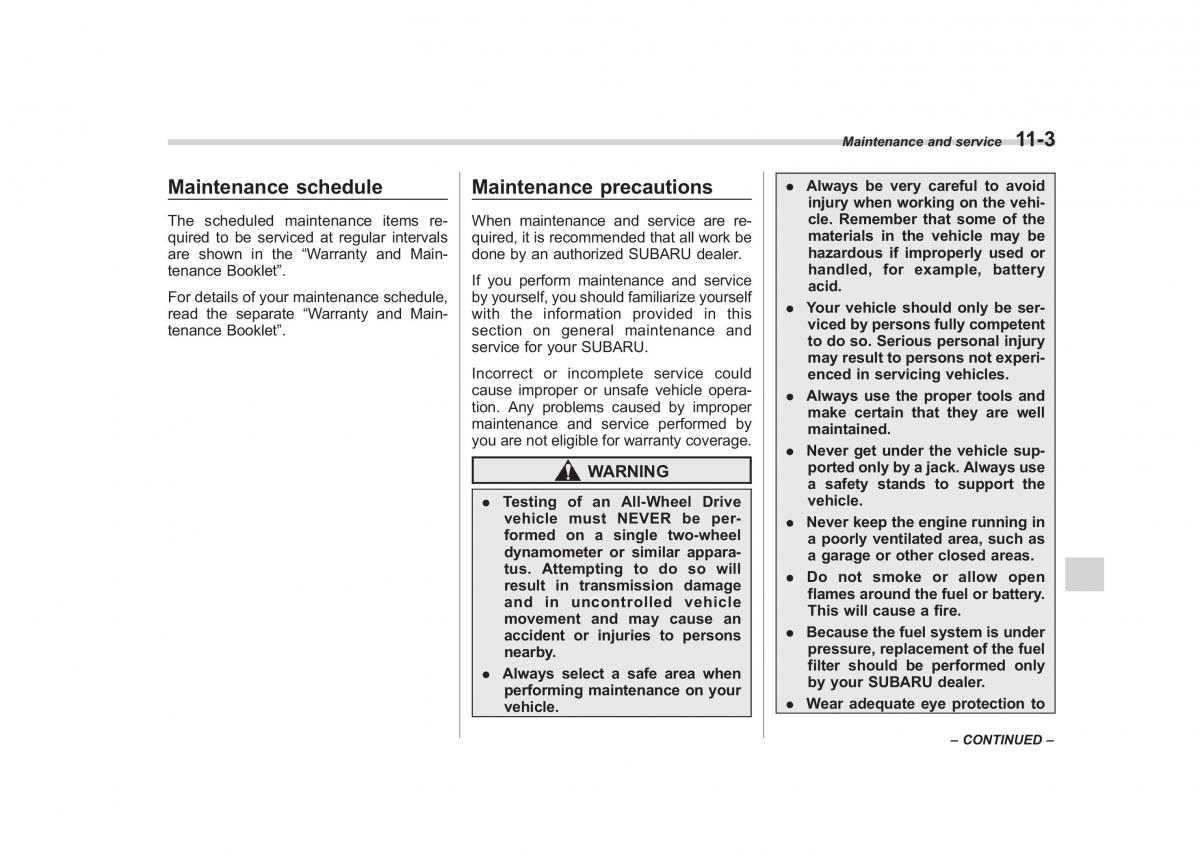 Subaru Outback Legacy III 3 owners manual / page 349