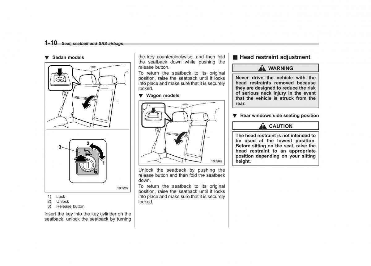 Subaru Outback Legacy III 3 owners manual / page 35