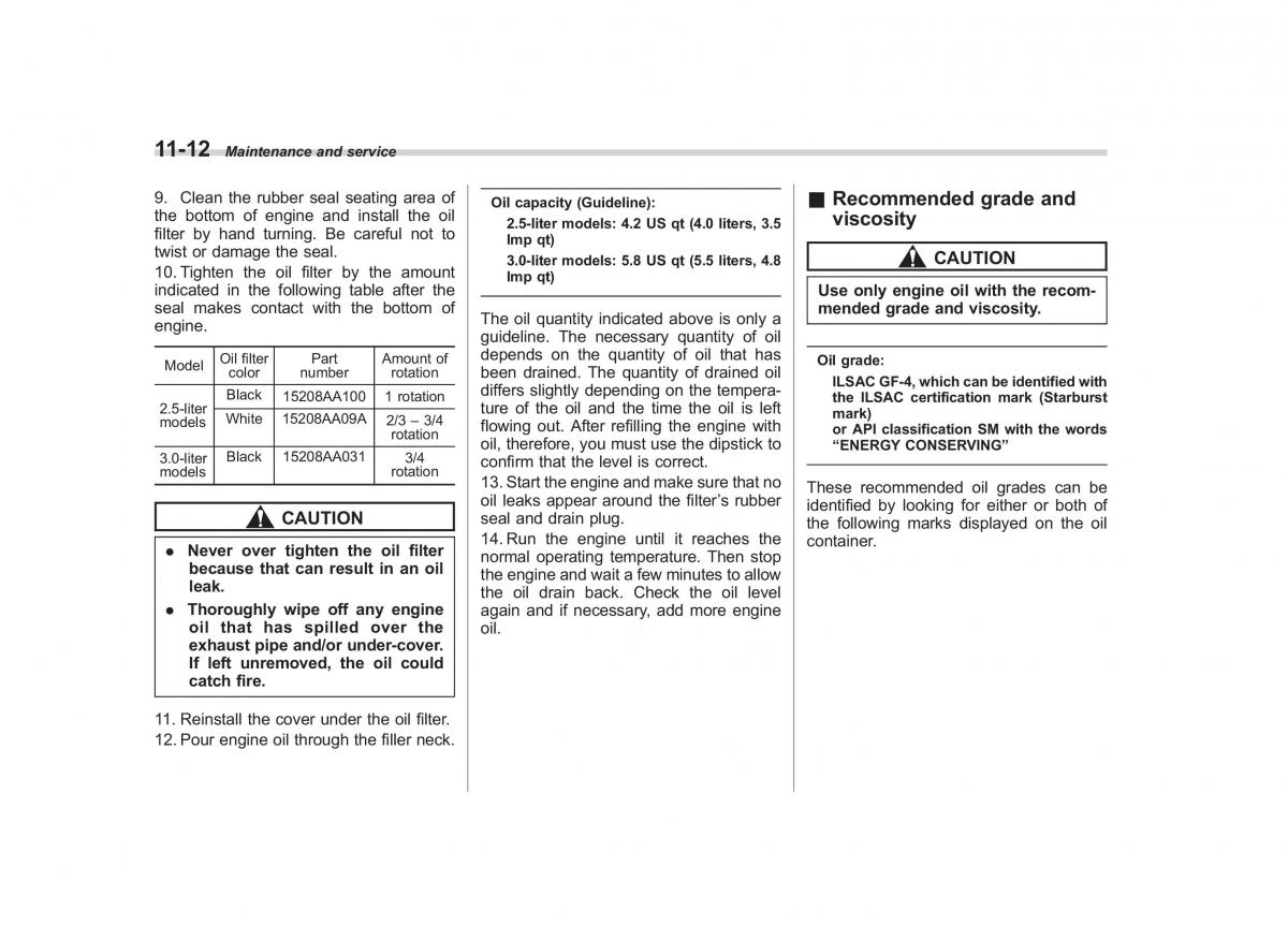 Subaru Outback Legacy III 3 owners manual / page 358