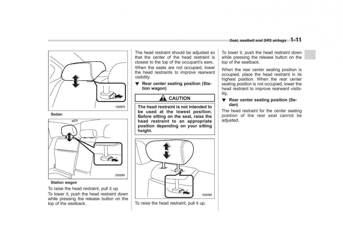 Subaru Outback Legacy III 3 owners manual / page 36