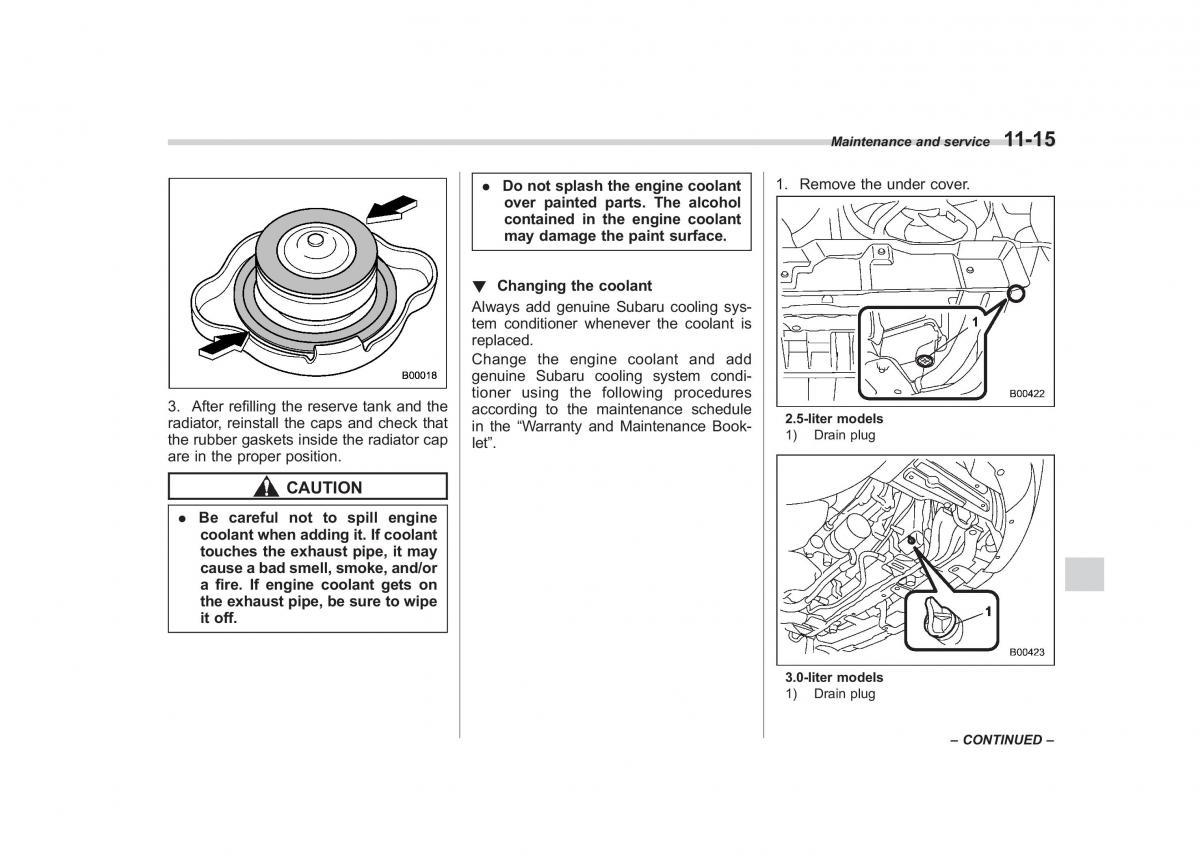 Subaru Outback Legacy III 3 owners manual / page 361