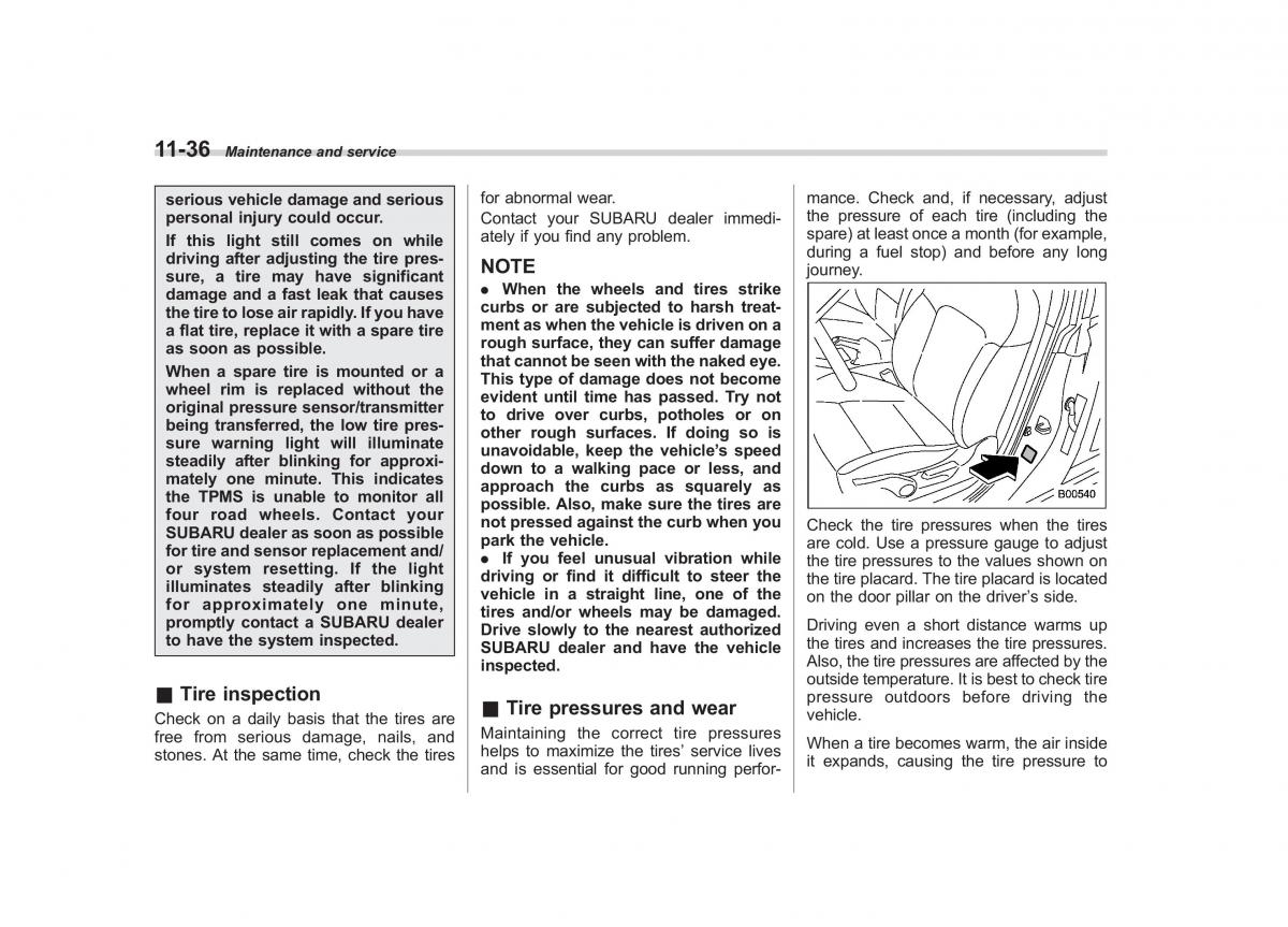 Subaru Outback Legacy III 3 owners manual / page 382