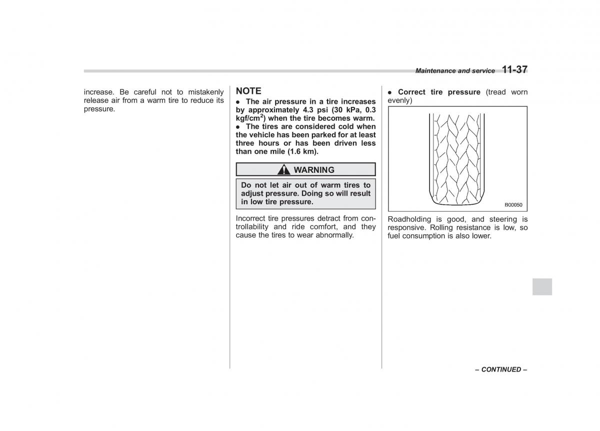 Subaru Outback Legacy III 3 owners manual / page 383