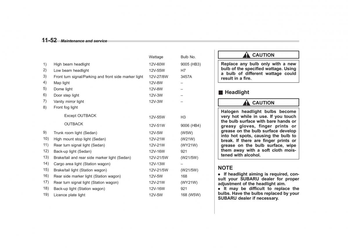 Subaru Outback Legacy III 3 owners manual / page 398