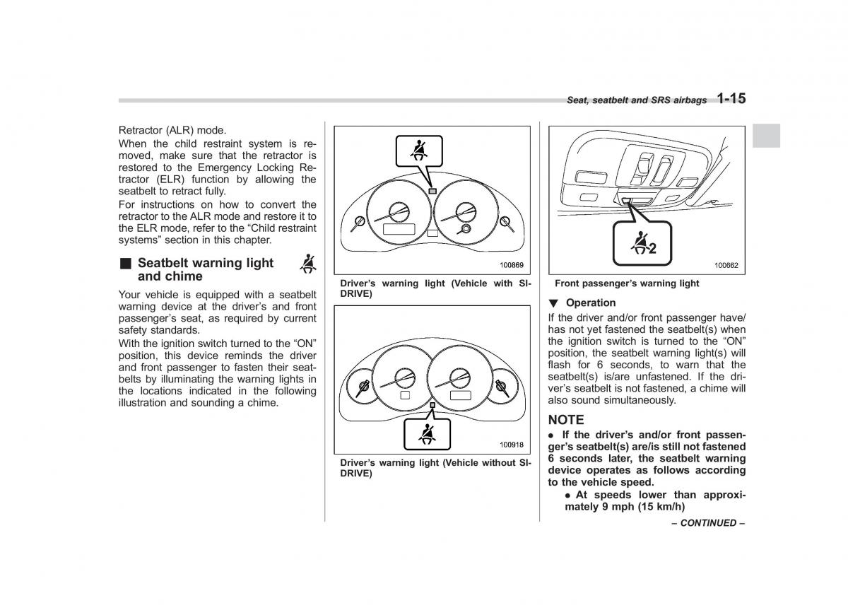 Subaru Outback Legacy III 3 owners manual / page 40