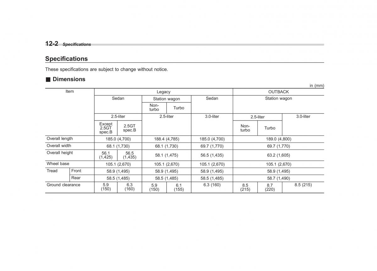 Subaru Outback Legacy III 3 owners manual / page 408