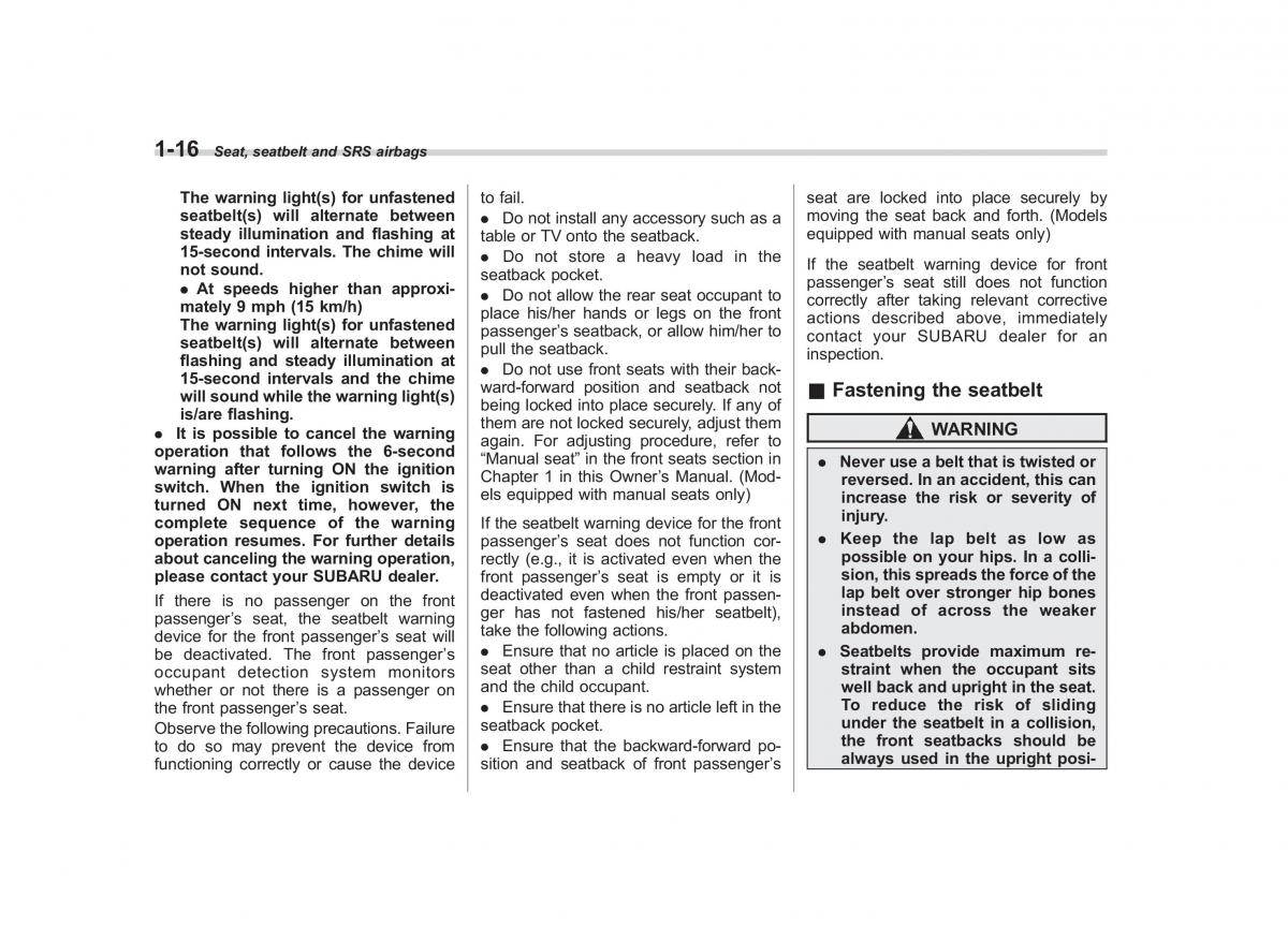 Subaru Outback Legacy III 3 owners manual / page 41