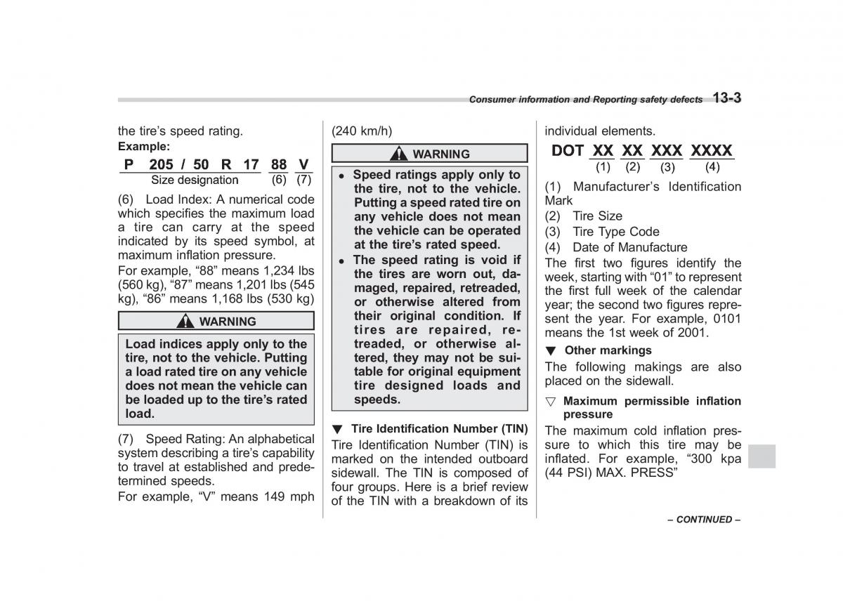 Subaru Outback Legacy III 3 owners manual / page 420