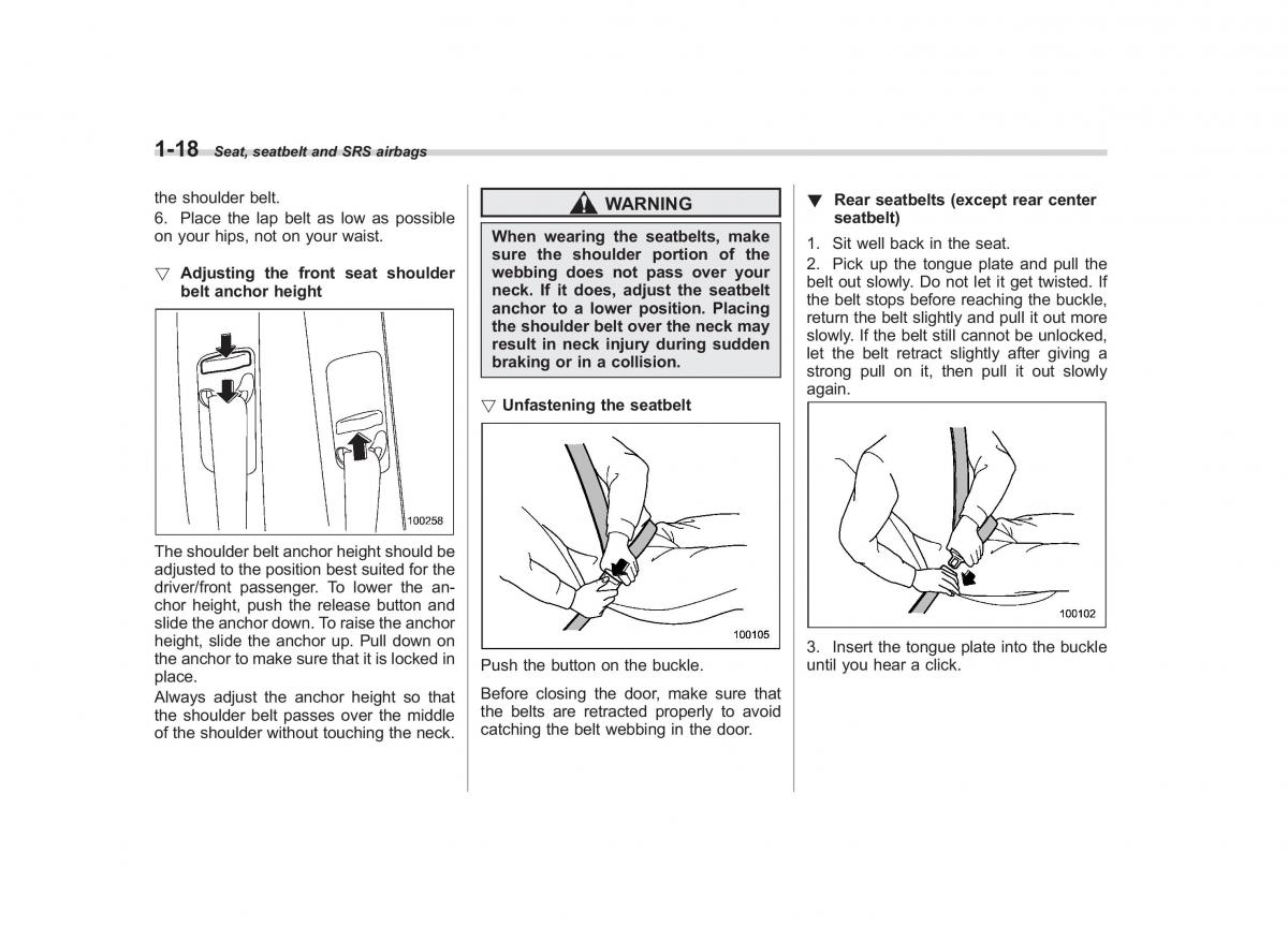 Subaru Outback Legacy III 3 owners manual / page 43