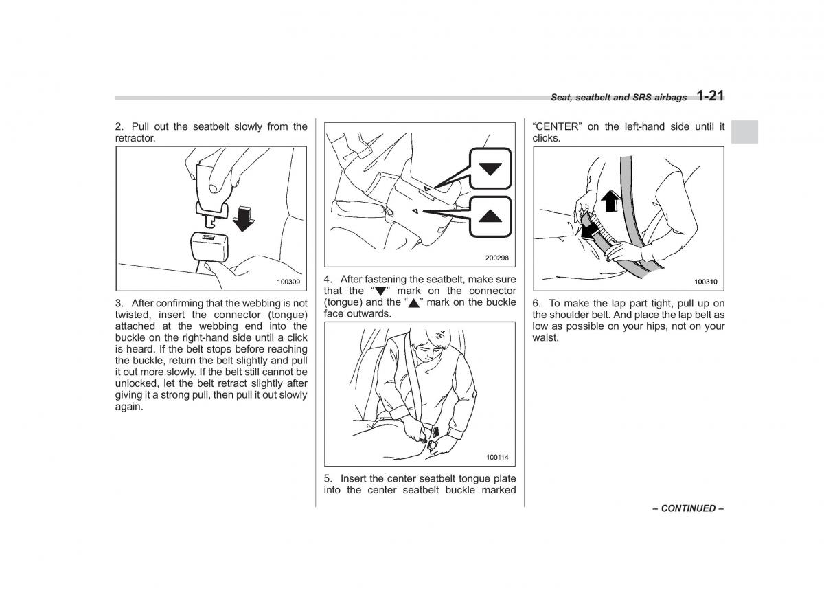 Subaru Outback Legacy III 3 owners manual / page 46