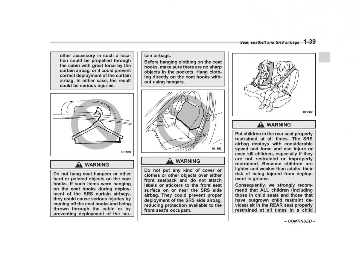 Subaru Outback Legacy IV 4 owners manual / page 62