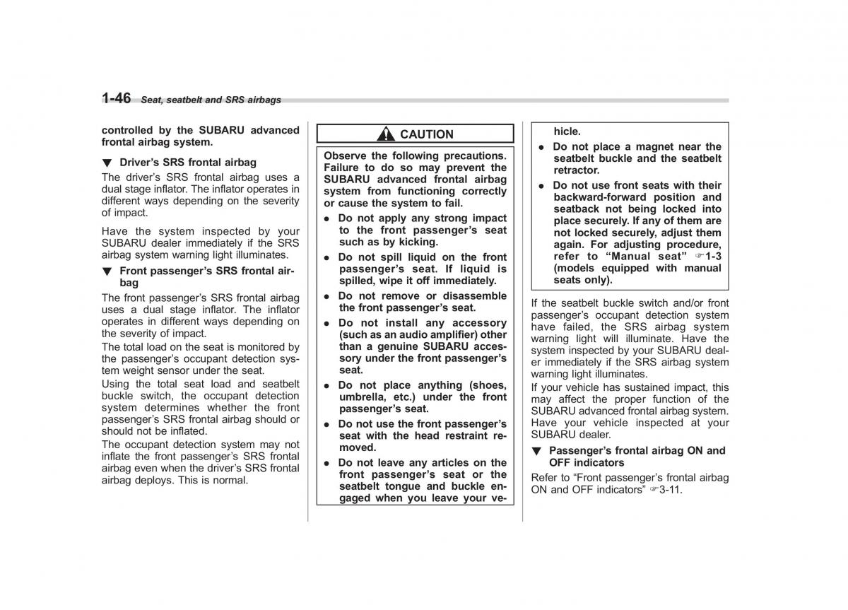 Subaru Outback Legacy IV 4 owners manual / page 69