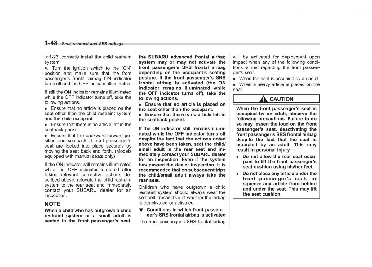 Subaru Outback Legacy IV 4 owners manual / page 71