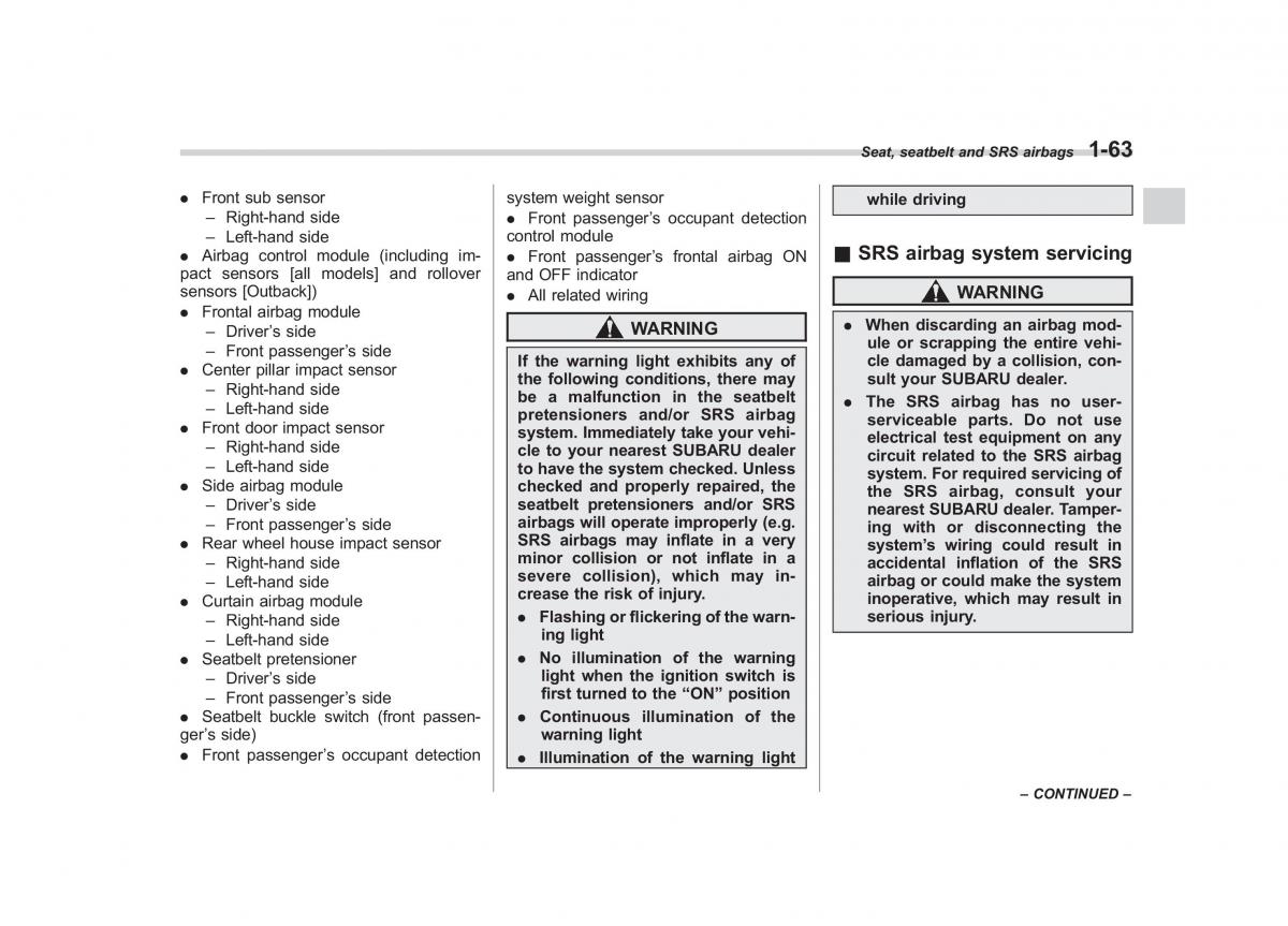 Subaru Outback Legacy IV 4 owners manual / page 86