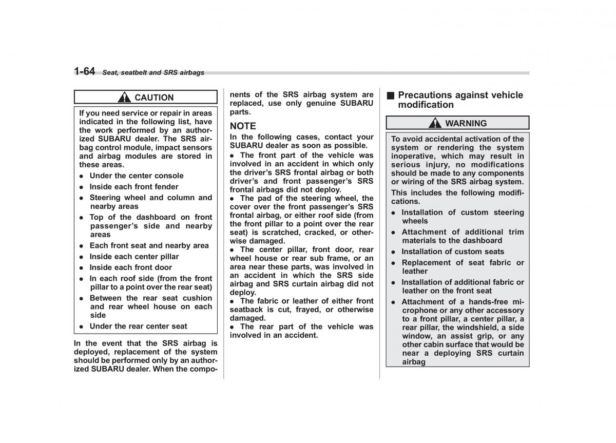 Subaru Outback Legacy IV 4 owners manual / page 87