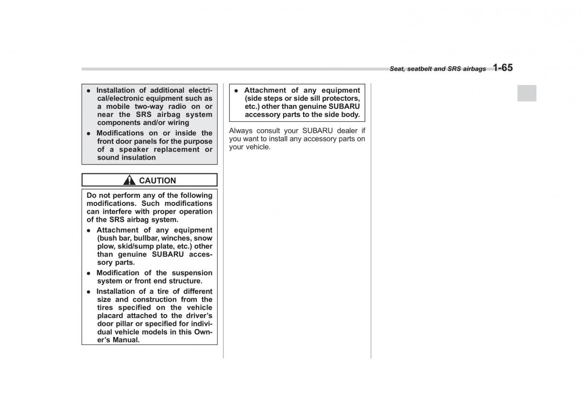 Subaru Outback Legacy IV 4 owners manual / page 88