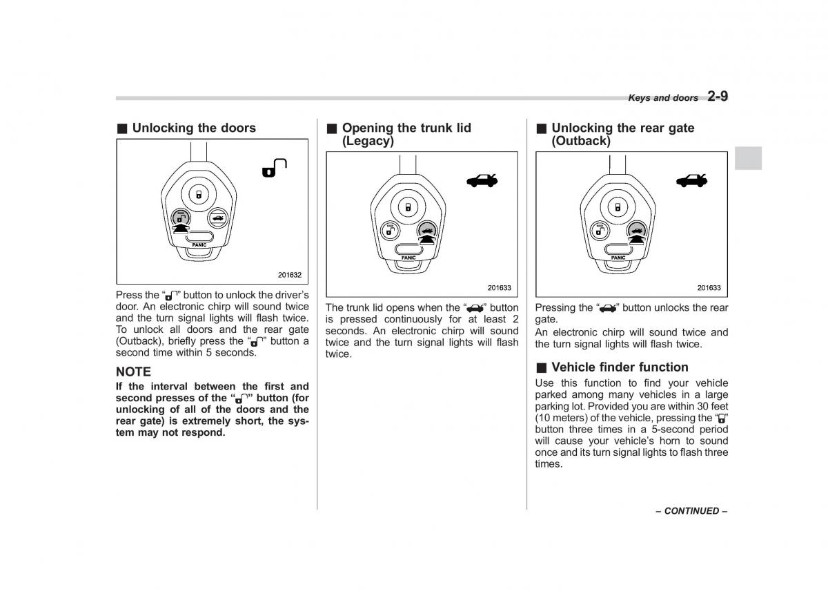 Subaru Outback Legacy IV 4 owners manual / page 98