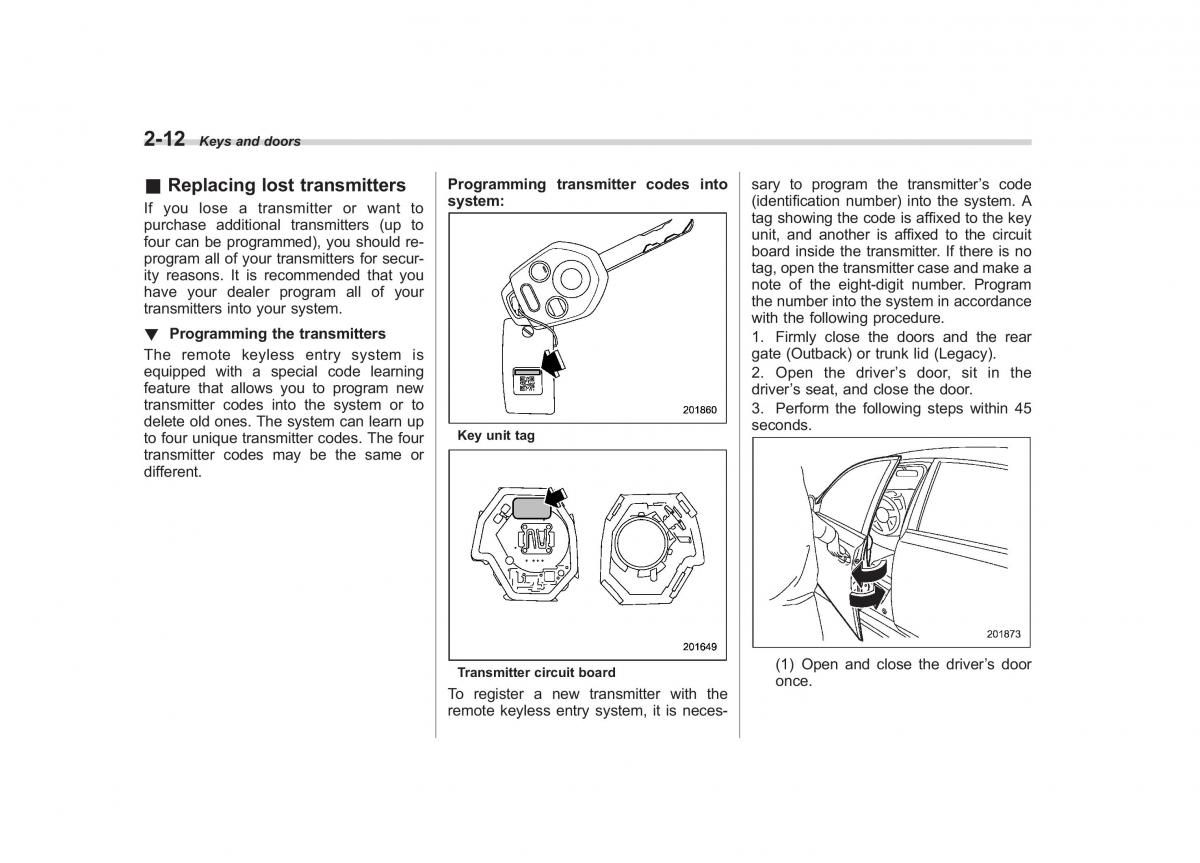 Subaru Outback Legacy IV 4 owners manual / page 101