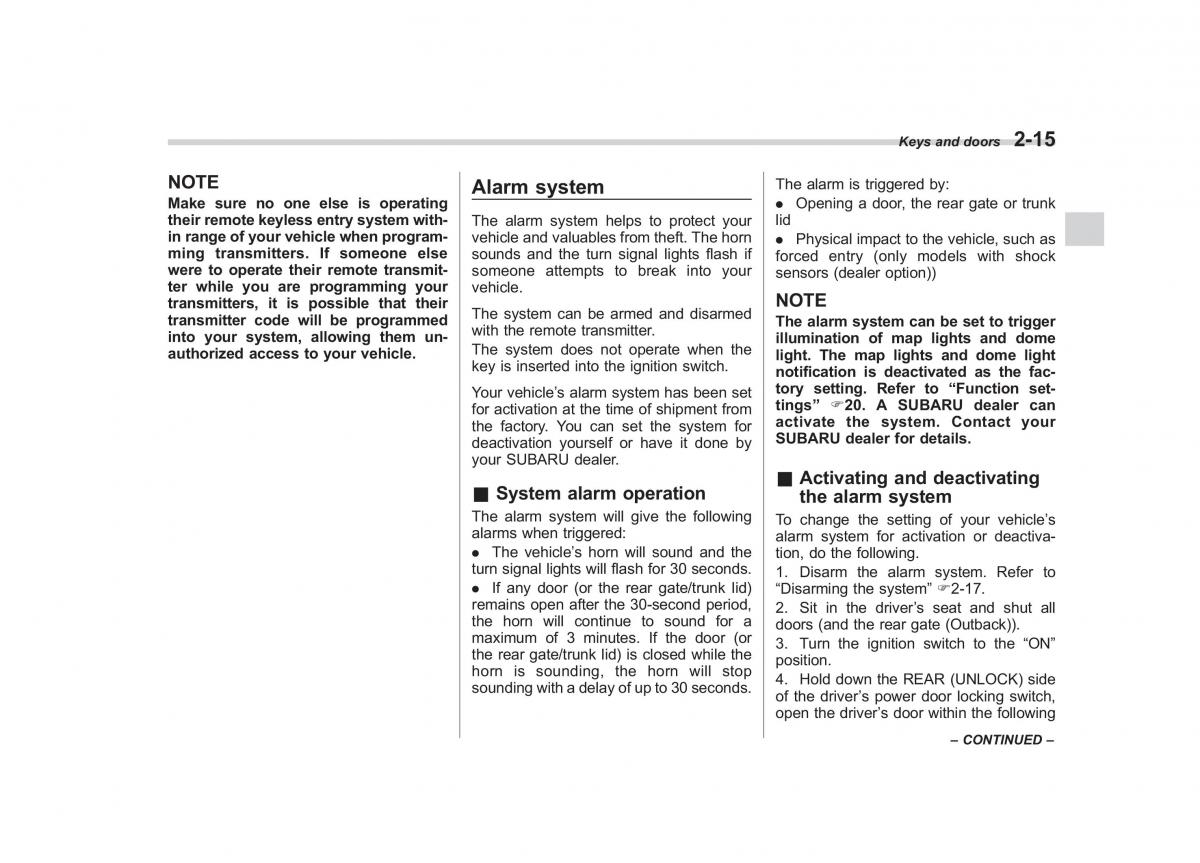 Subaru Outback Legacy IV 4 owners manual / page 104