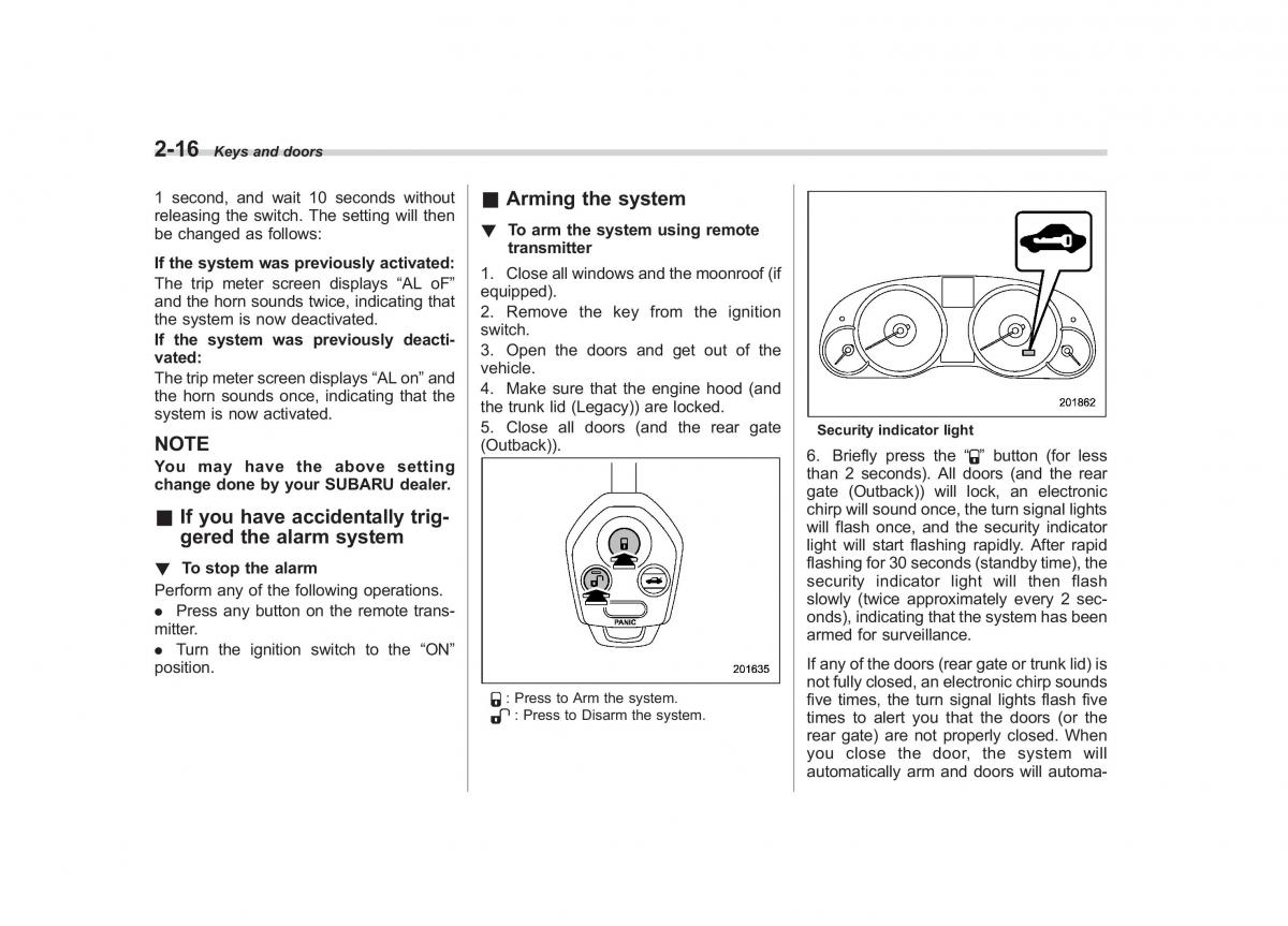 Subaru Outback Legacy IV 4 owners manual / page 105