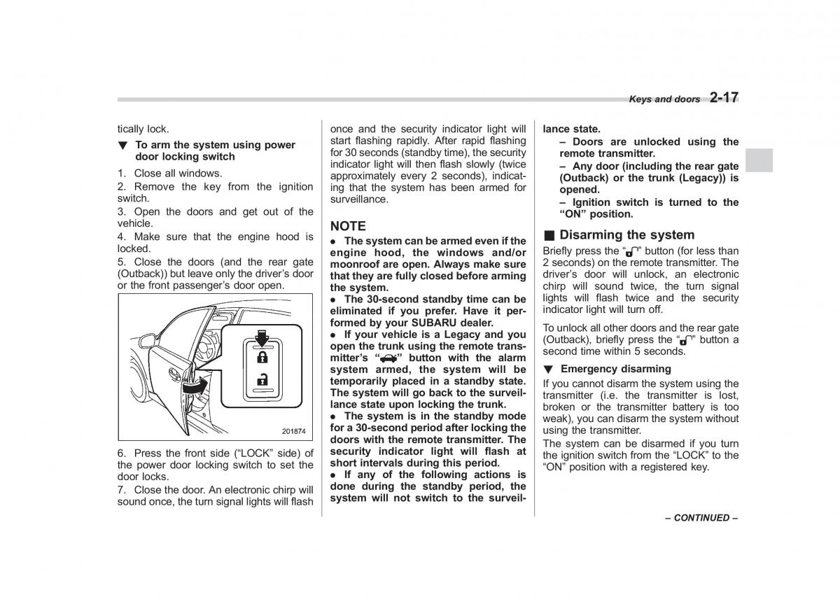 Subaru Outback Legacy IV 4 owners manual / page 106