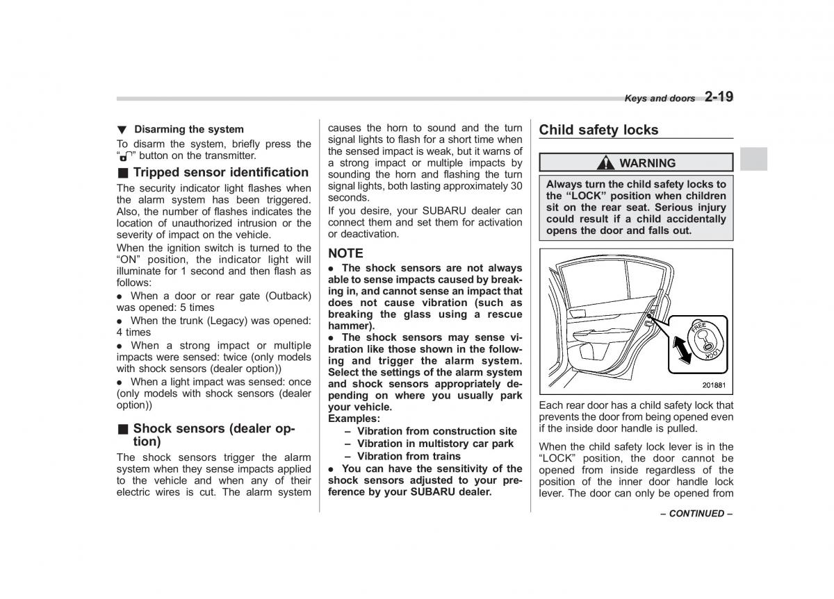 Subaru Outback Legacy IV 4 owners manual / page 108