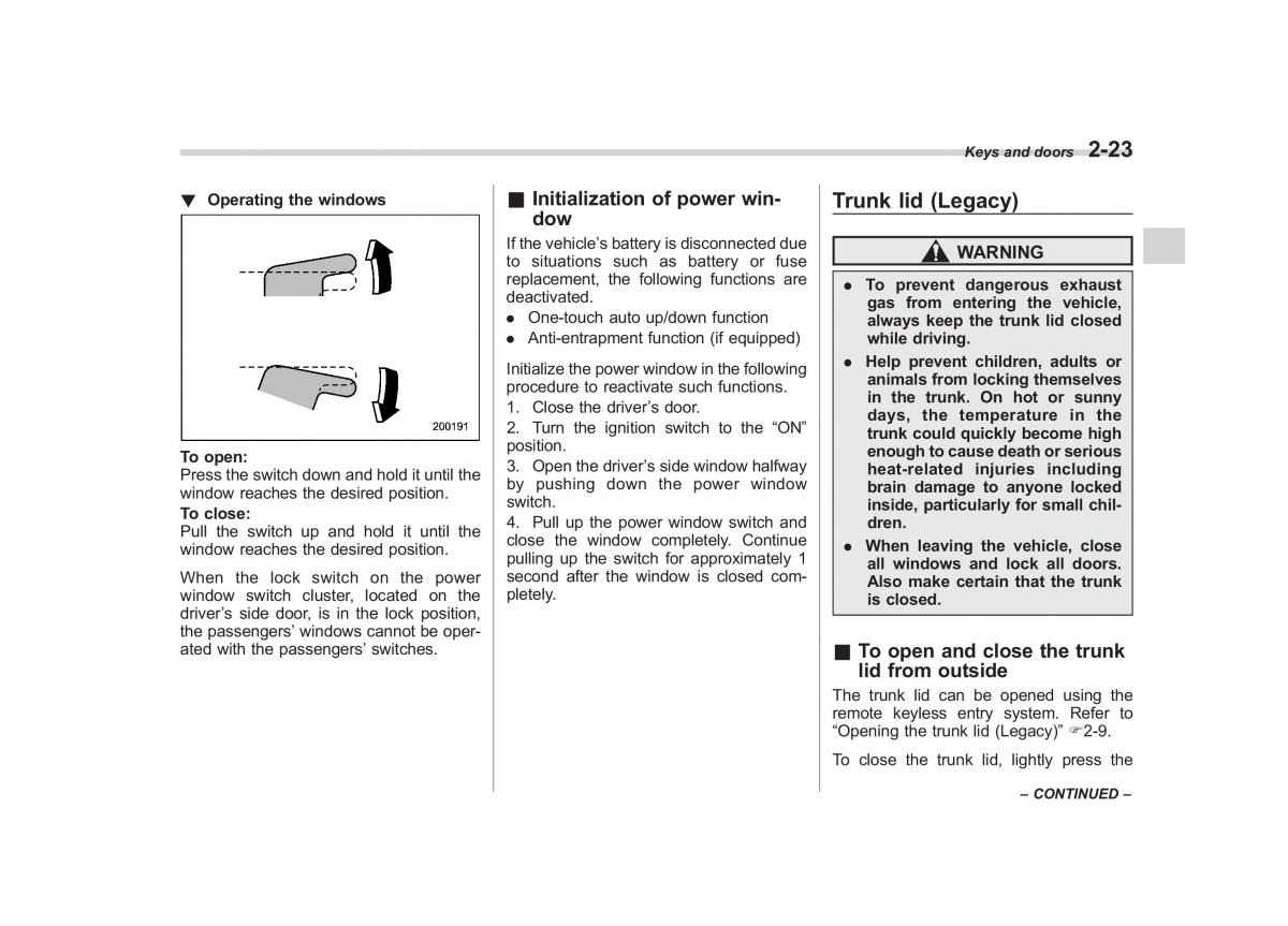 Subaru Outback Legacy IV 4 owners manual / page 112