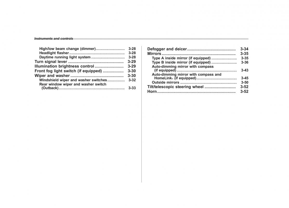 Subaru Outback Legacy IV 4 owners manual / page 121