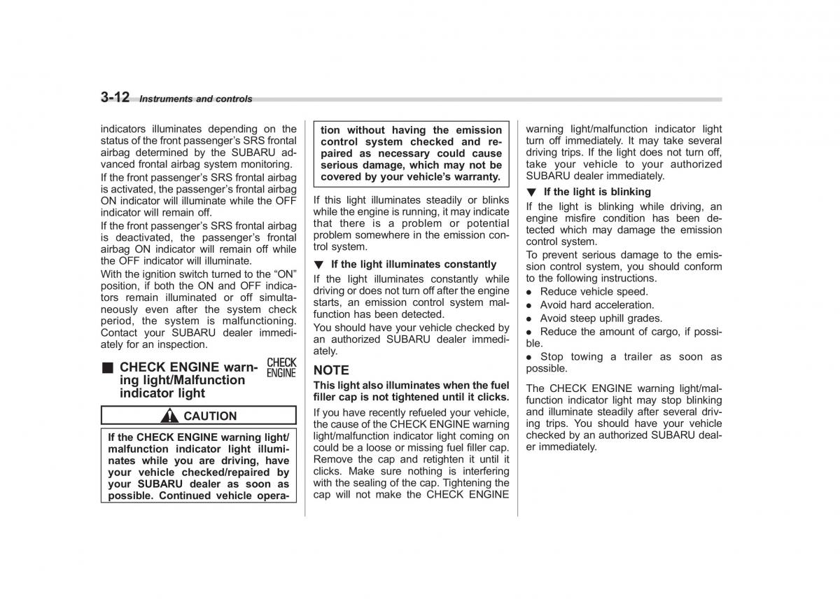 Subaru Outback Legacy IV 4 owners manual / page 131