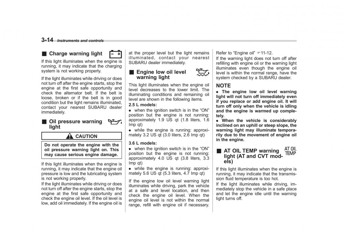 Subaru Outback Legacy IV 4 owners manual / page 133