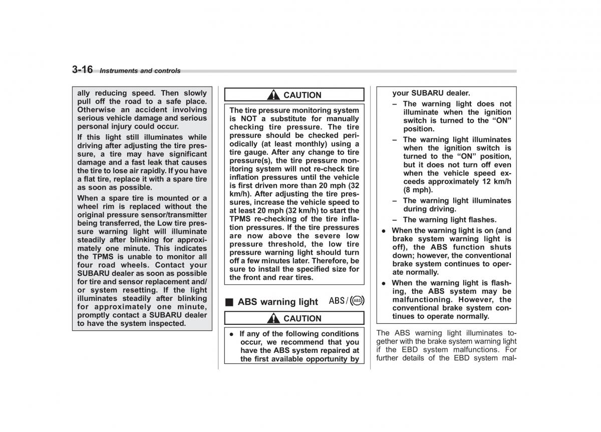 Subaru Outback Legacy IV 4 owners manual / page 135