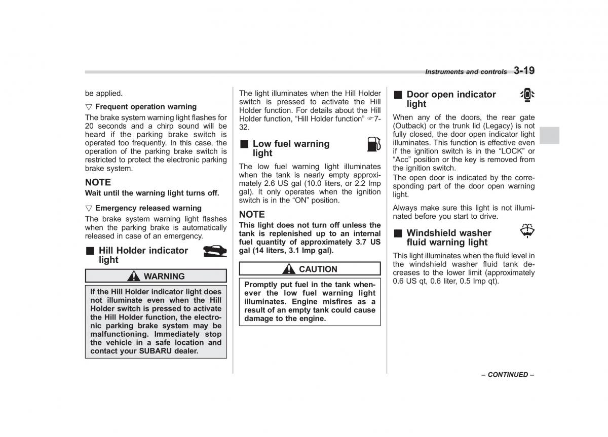 Subaru Outback Legacy IV 4 owners manual / page 138