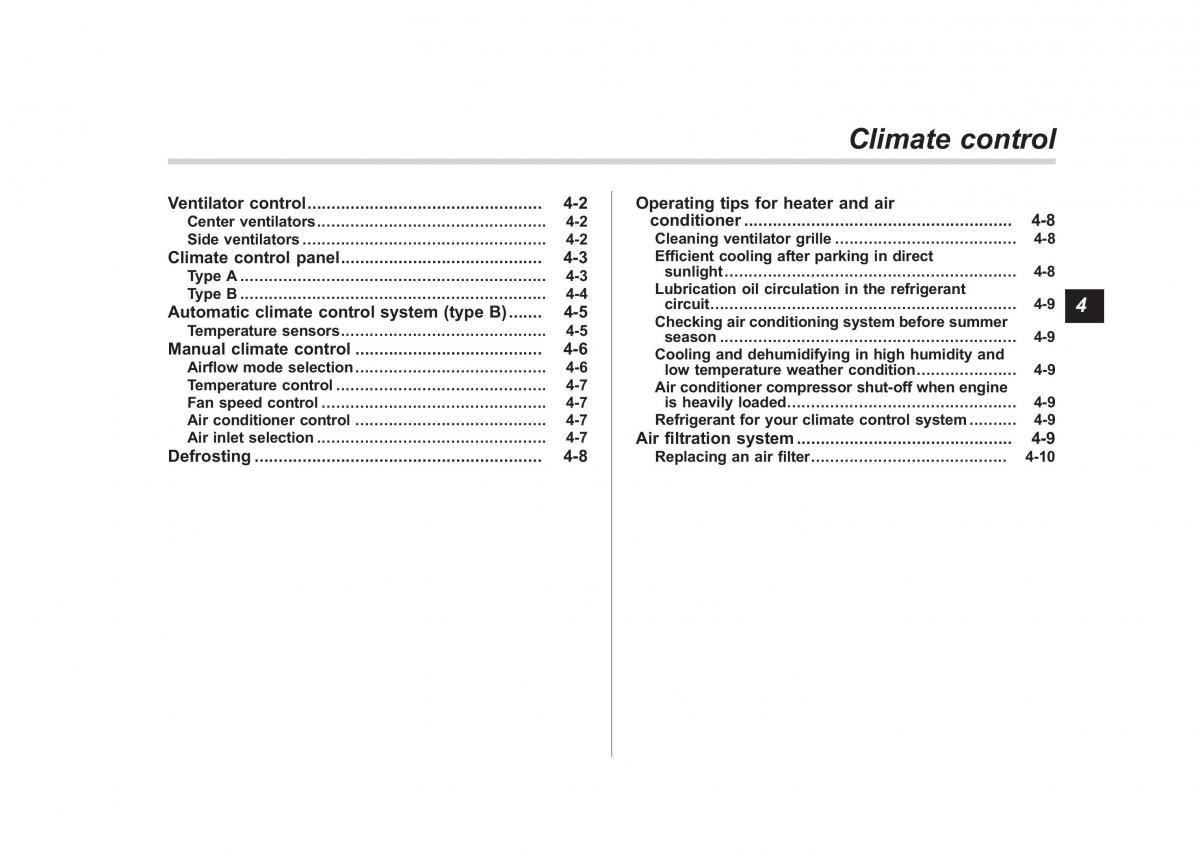 Subaru Outback Legacy IV 4 owners manual / page 172