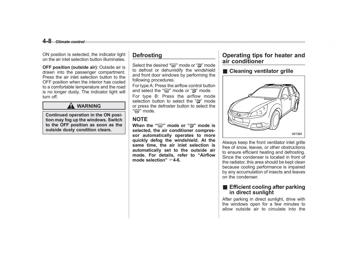 Subaru Outback Legacy IV 4 owners manual / page 179