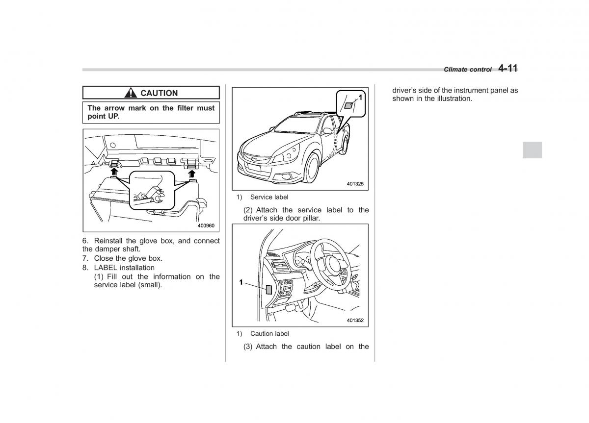 Subaru Outback Legacy IV 4 owners manual / page 182