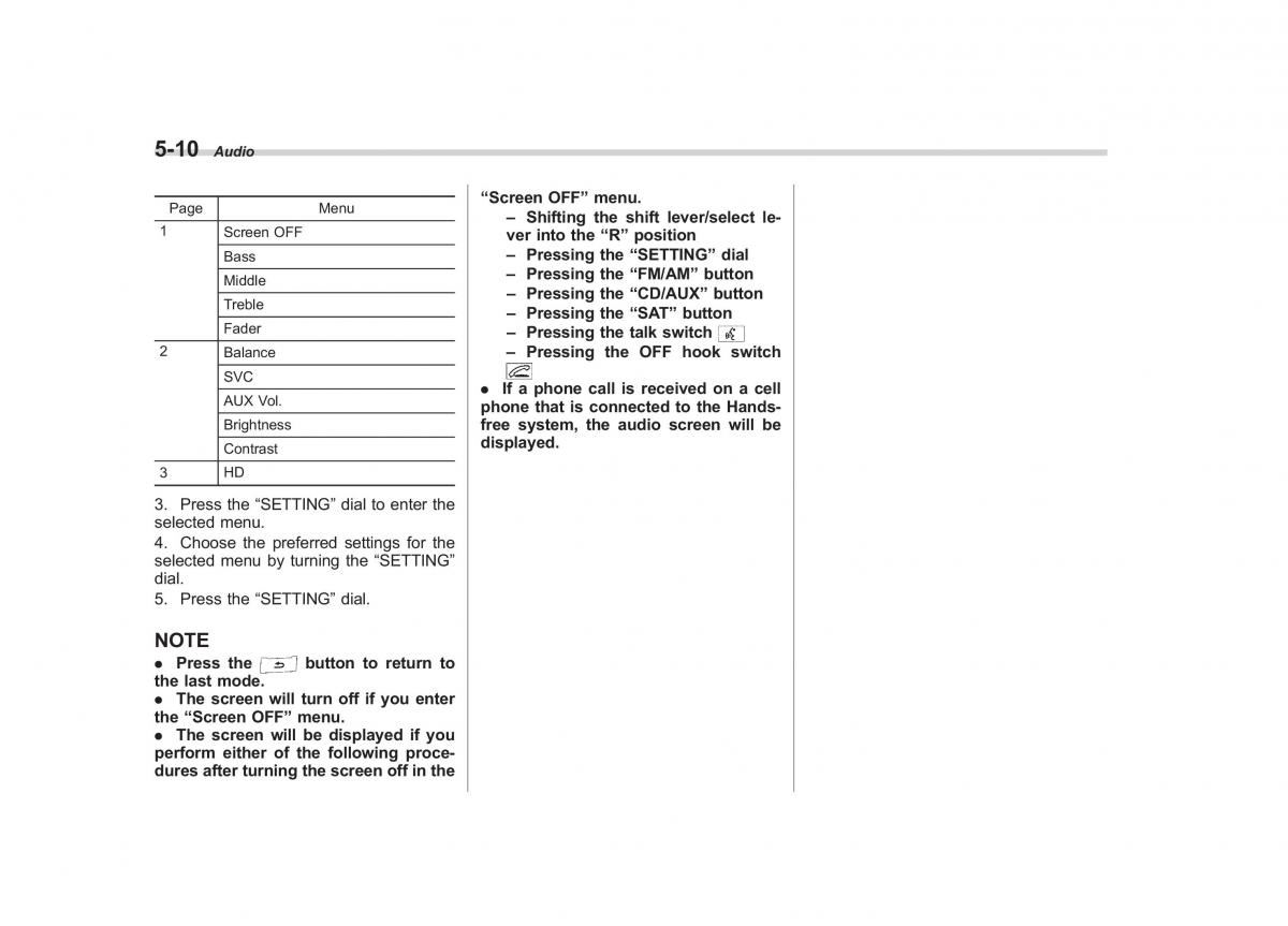 Subaru Outback Legacy IV 4 owners manual / page 193