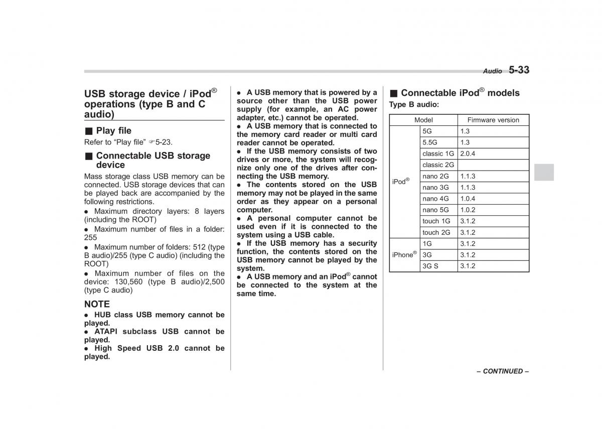 Subaru Outback Legacy IV 4 owners manual / page 216