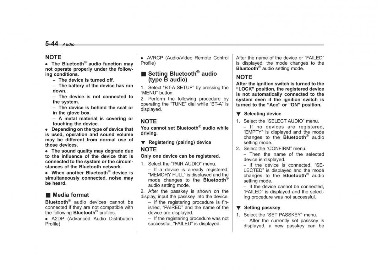 Subaru Outback Legacy IV 4 owners manual / page 227