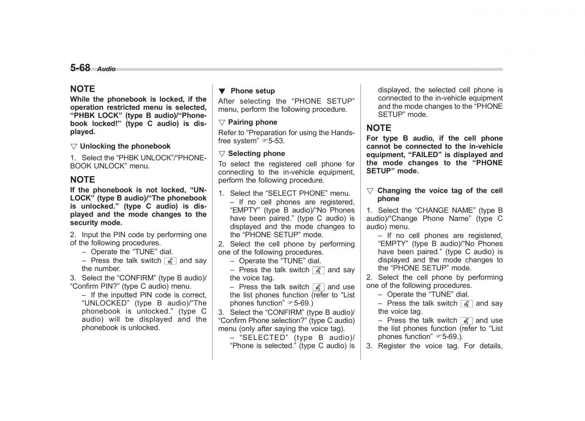 Subaru Outback Legacy IV 4 owners manual / page 251