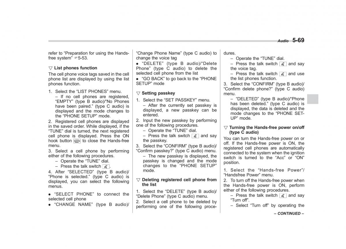 Subaru Outback Legacy IV 4 owners manual / page 252