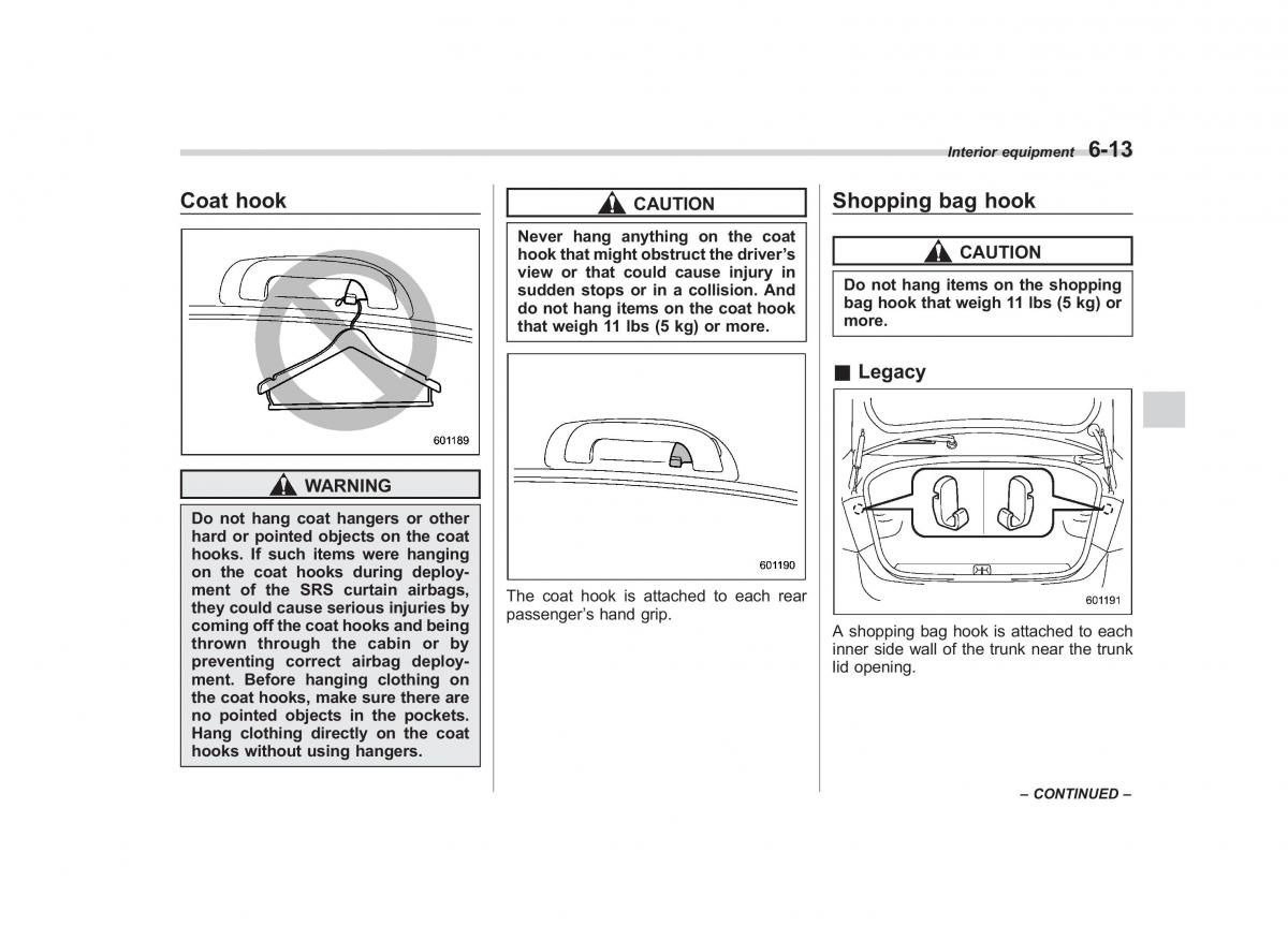 Subaru Outback Legacy IV 4 owners manual / page 266