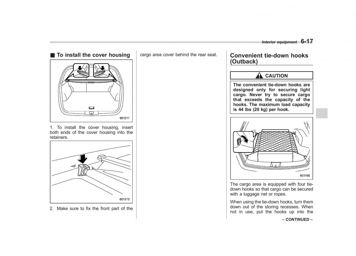 Subaru Outback Legacy IV 4 owners manual / page 270