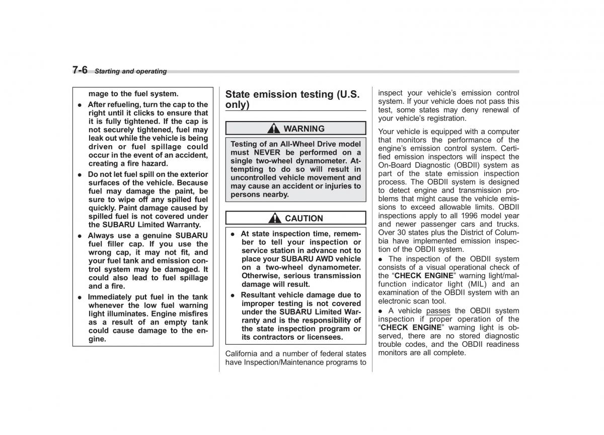 Subaru Outback Legacy IV 4 owners manual / page 283