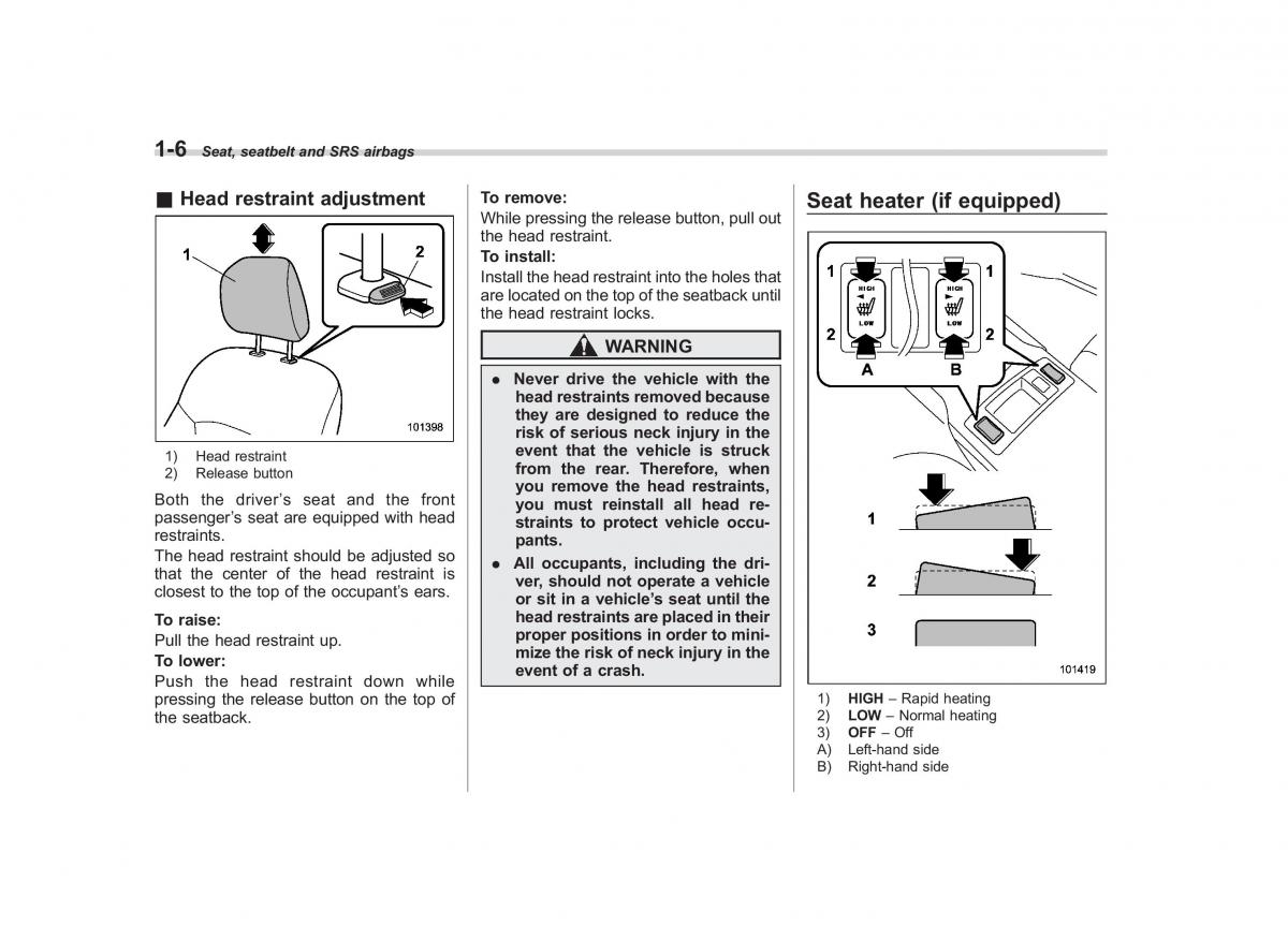 Subaru Outback Legacy IV 4 owners manual / page 29