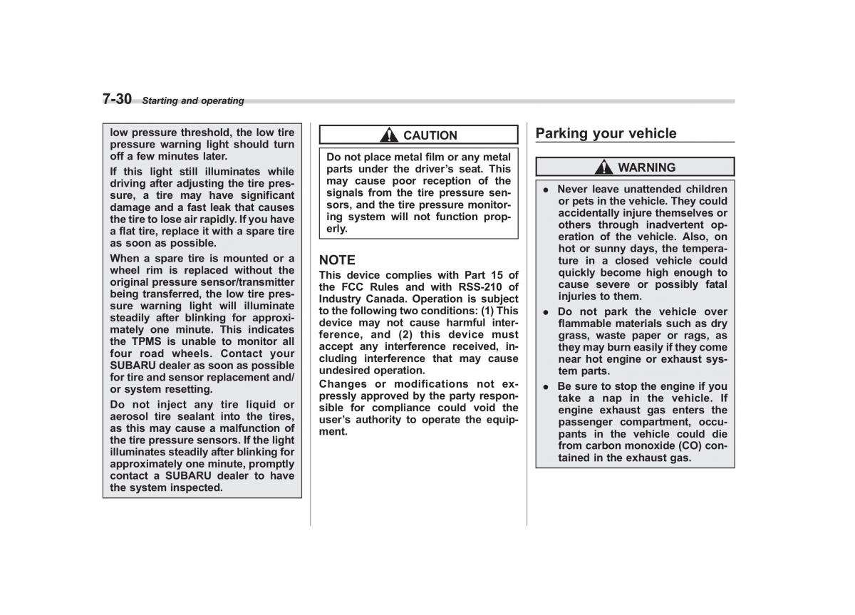 Subaru Outback Legacy IV 4 owners manual / page 307