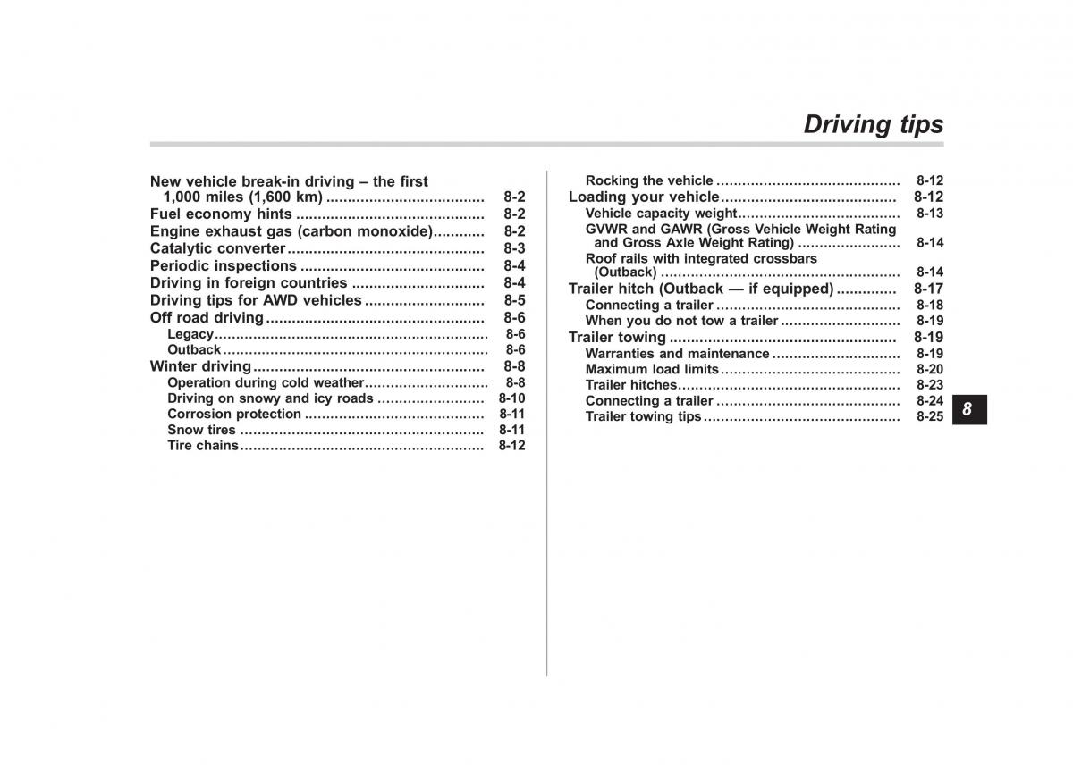 Subaru Outback Legacy IV 4 owners manual / page 316